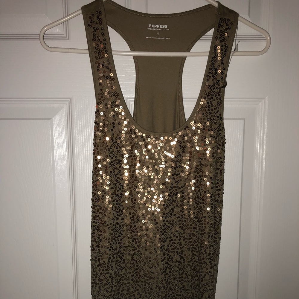 Gold sequin tank top